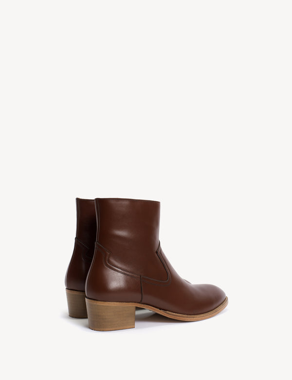 Dico Copenhagen Dunn Zip Boot In Cognac Calfskin