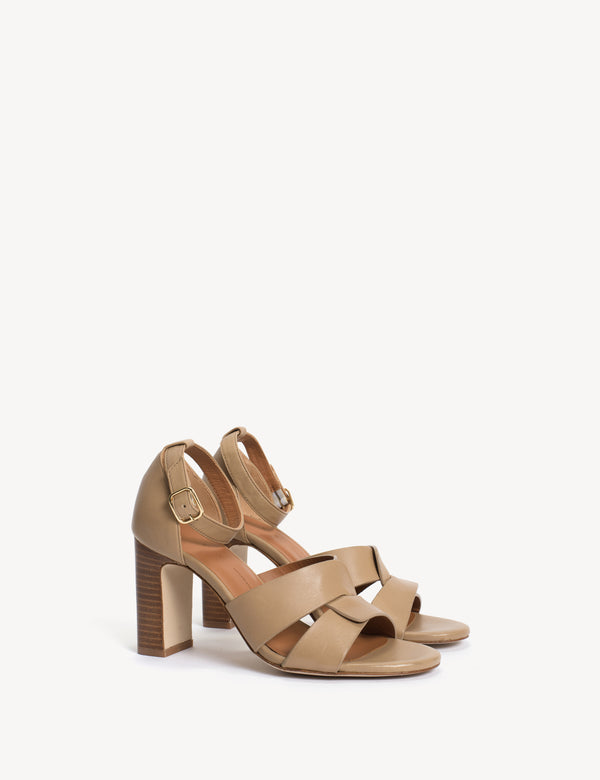 Dico Copenhagen Lulu High Sandal In Beige Calfskin