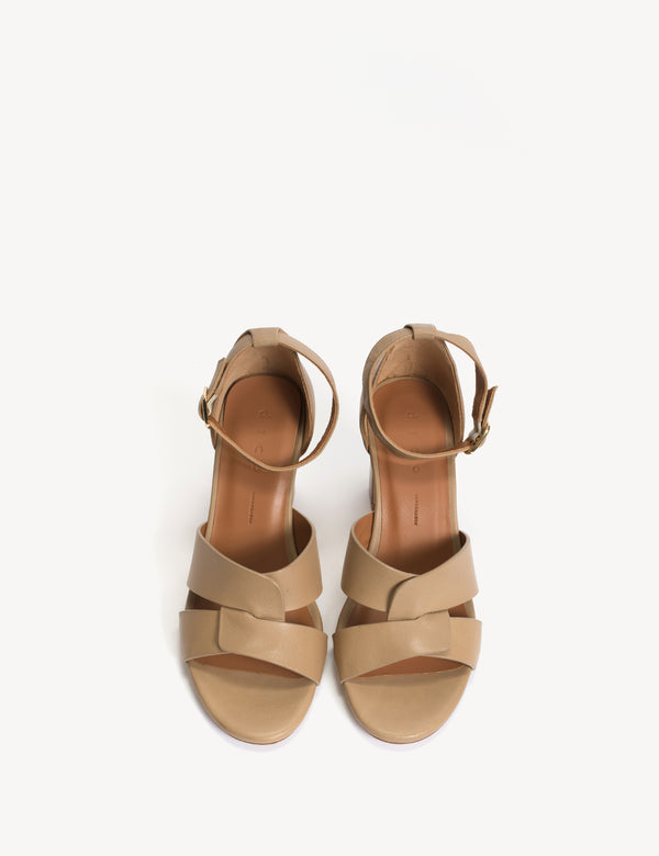 Dico Copenhagen Lulu High Sandal In Beige Calfskin