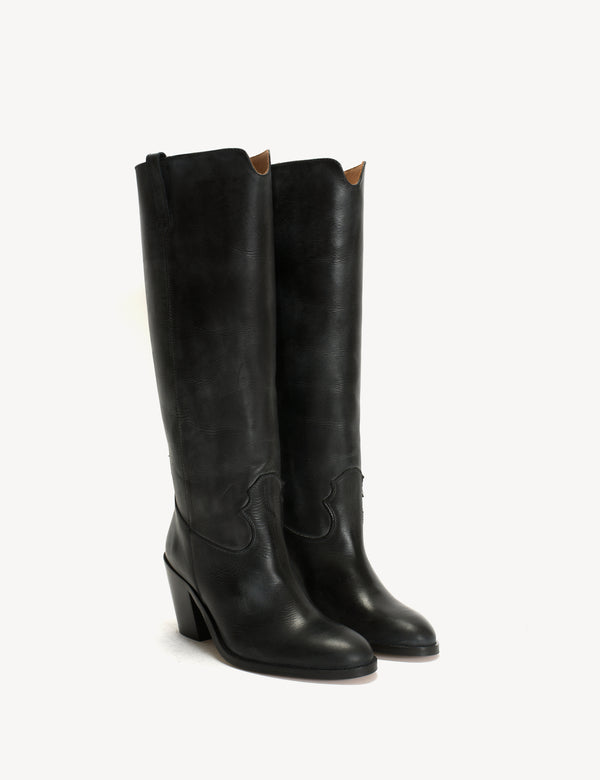 Dico Copenhagen Janie Boot In Charcoal Black Escovado Leather