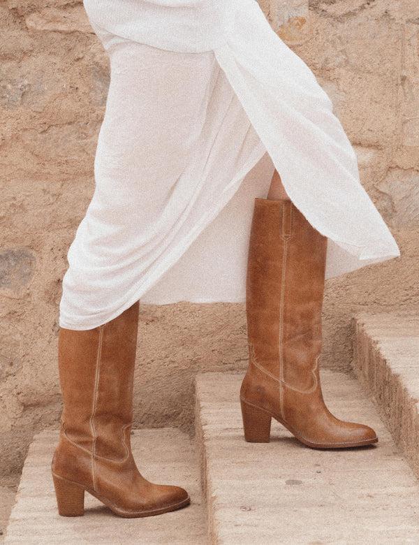 Dico Copenhagen Janie Boot In Dark Tan Escovado Leather