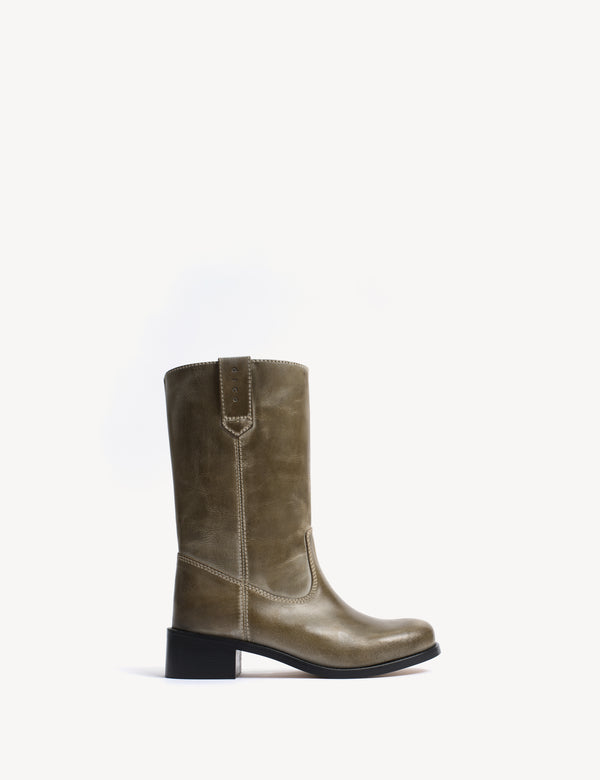 dico copenhagen Julia Gaucho Boot In Army Green Escovado Leather