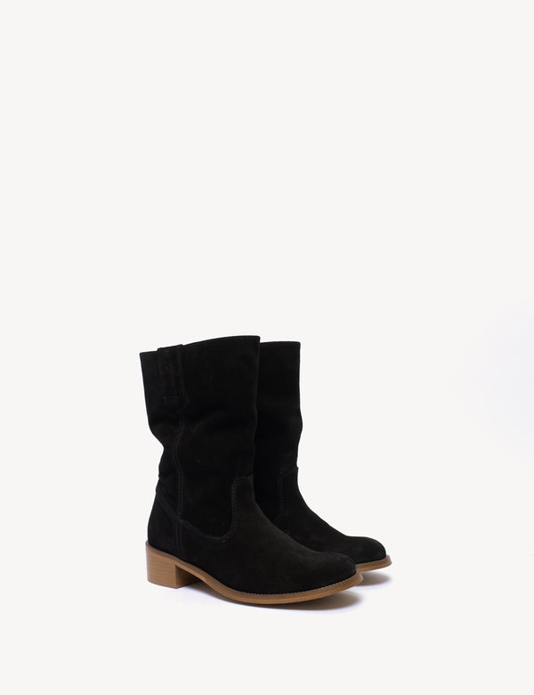 Dico Copenhagen Julia Gaucho Boot In Black Calf Suede