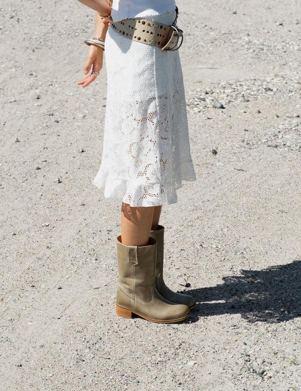 Dico Copenhagen Julia Gaucho Boot In Green Escovado Leather