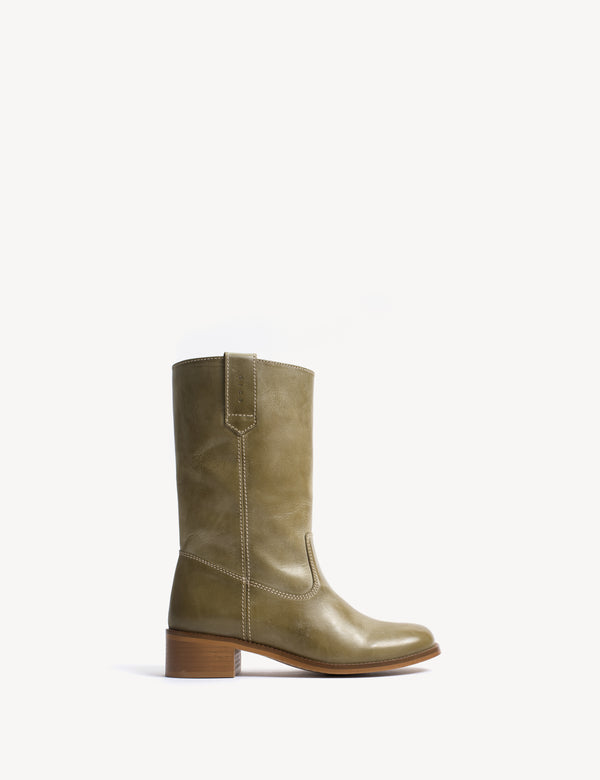 dico copenhagen Julia Gaucho Boot In Green Escovado Leather