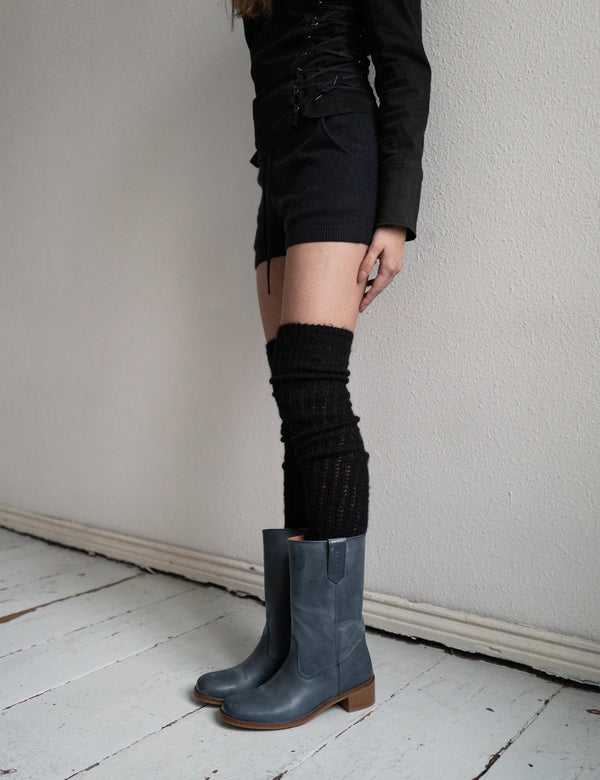 Dico Copenhagen Julia Gaucho Boot In Indigo Blue Escovado Leather