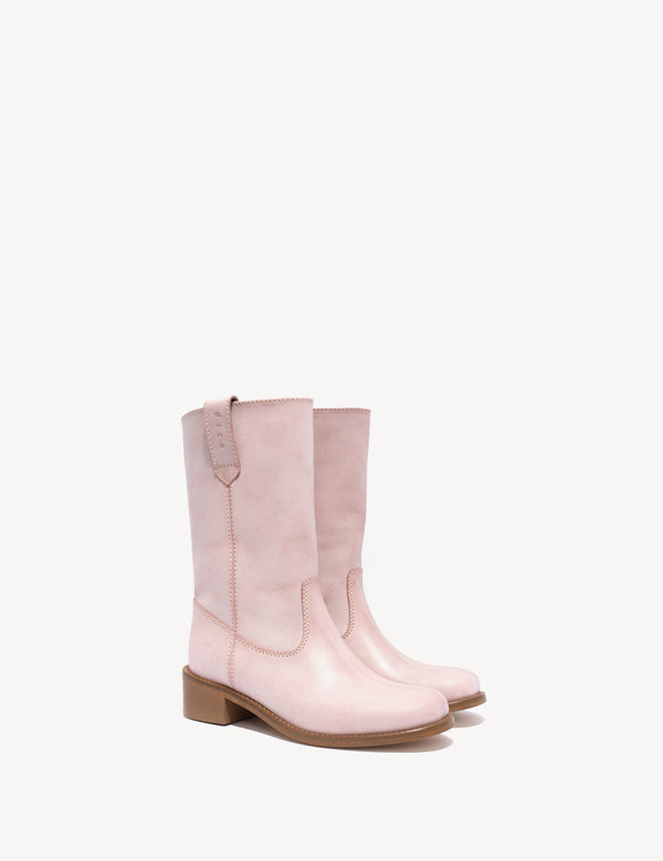 Dico Copenhagen Julia Gaucho Boot In Pink Escovado Leather