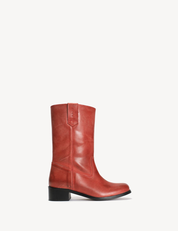 dico copenhagen Julia Gaucho Boot In Red Escovado Leather