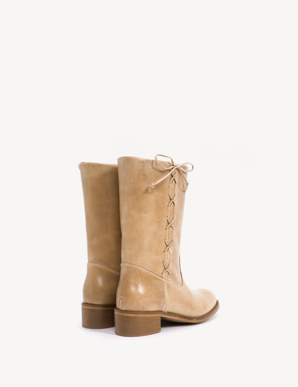 Dico Copenhagen Julia Gaucho Boot With Laces In Light Tan Escovado Leather