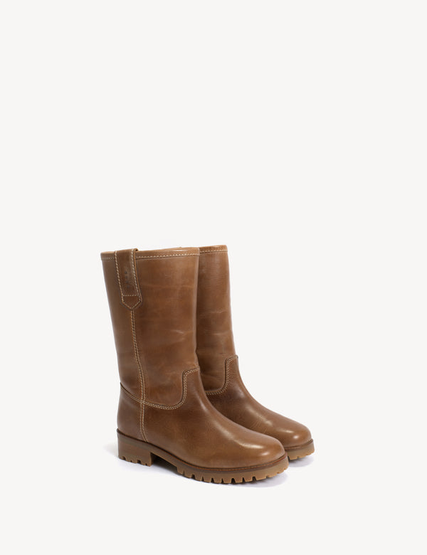 Dico Copenhagen Kimmi Boot In Dark Tan Escovado Leather
