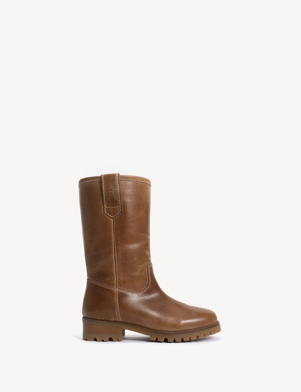 dico copenhagen Kimmi Boot In Dark Tan Escovado Leather