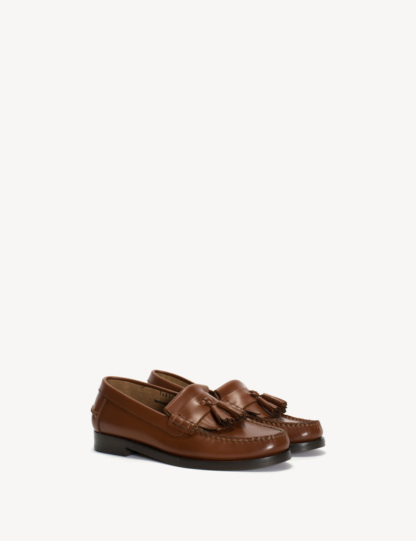 Dico Copenhagen Moccasin Loafer With Fringes & Tassels In Hazelnut Polido Leather