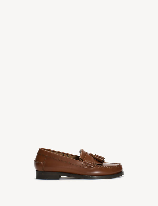 dico copenhagen Moccasin Loafer With Fringes & Tassels In Hazelnut Polido Leather