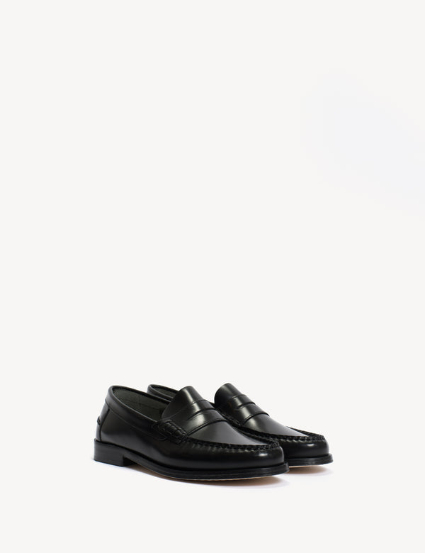 Dico Copenhagen Moccasin Penny Loafer In Black Polido Leather