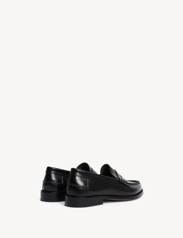 Dico Copenhagen Moccasin Penny Loafer In Black Polido Leather