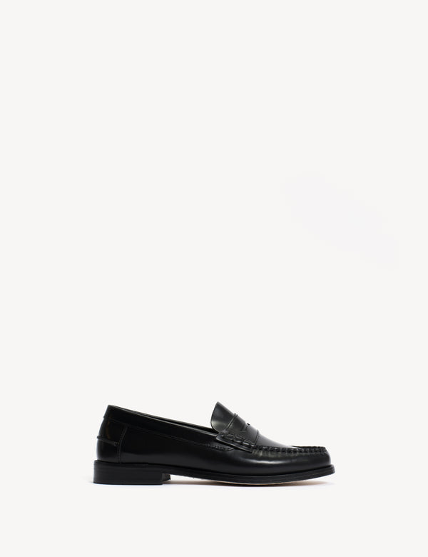 dico copenhagen Moccasin Penny Loafer In Black Polido Leather