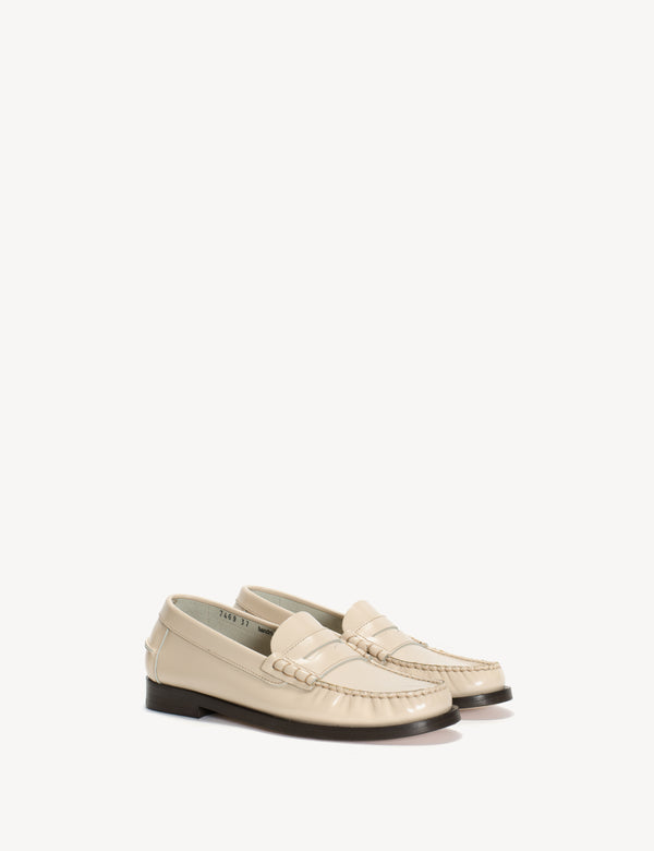 Dico Copenhagen Moccasin Penny Loafer In Bone White Polido Leather
