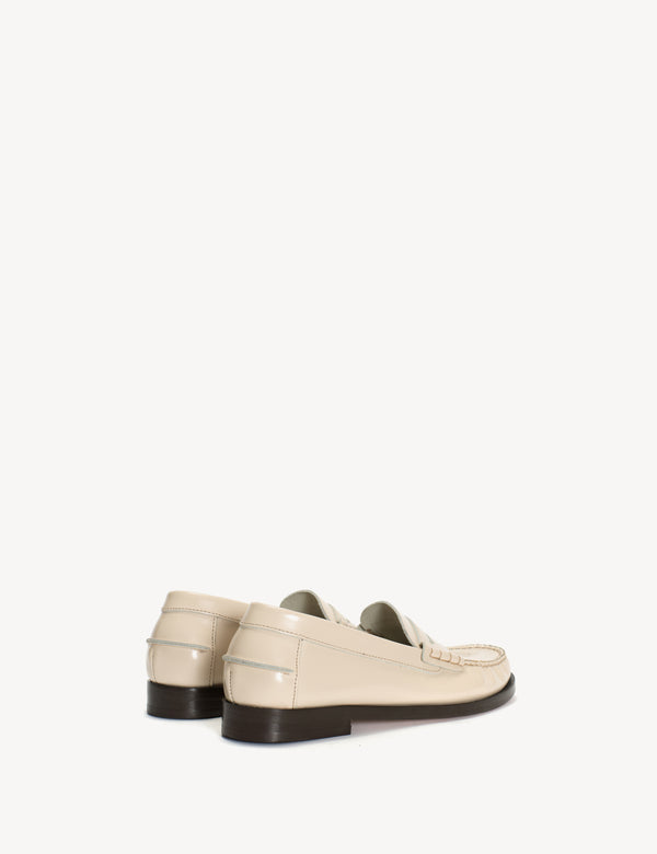 Dico Copenhagen Moccasin Penny Loafer In Bone White Polido Leather