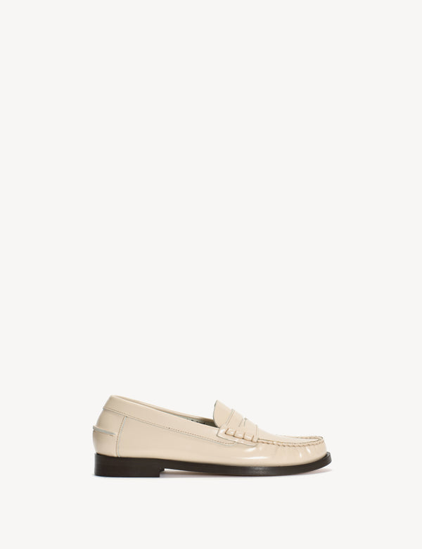 dico copenhagen Moccasin Penny Loafer In Bone White Polido Leather