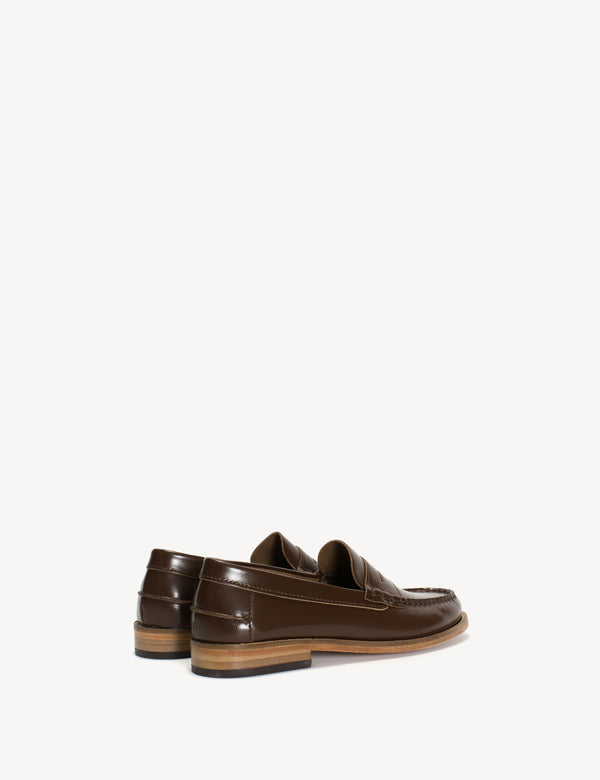 Dico Copenhagen Moccasin Penny Loafer In Brown Polido Leather