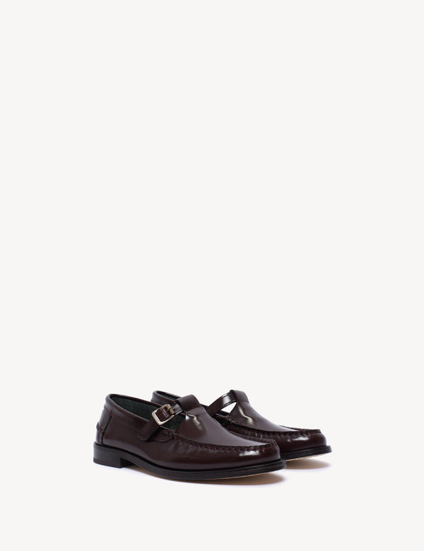 Dico Copenhagen Moccasin T-Bar Loafer In Bordeaux Polido Leather