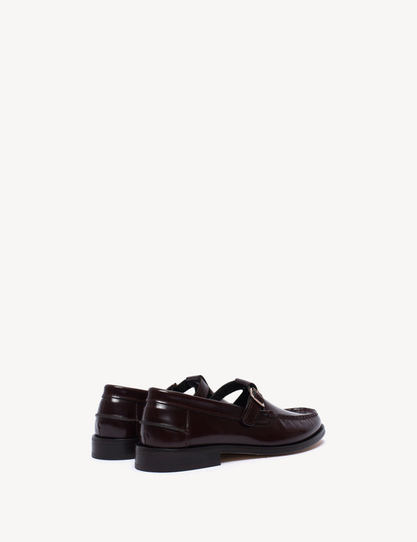 Dico Copenhagen Moccasin T-Bar Loafer In Bordeaux Polido Leather
