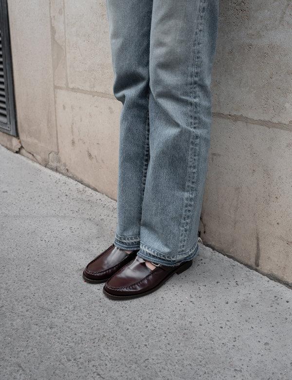 Dico Copenhagen Moccasin T-Bar Loafer In Bordeaux Polido Leather
