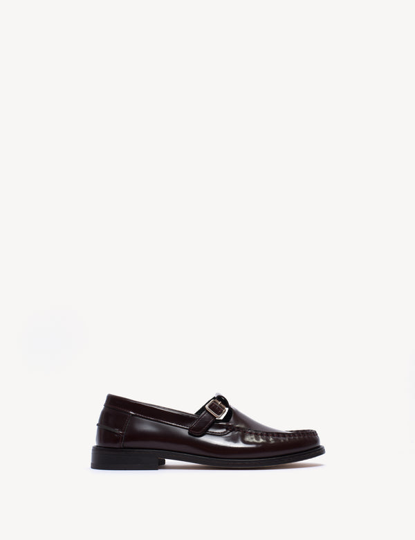dico copenhagen Moccasin T-Bar Loafer In Bordeaux Polido Leather