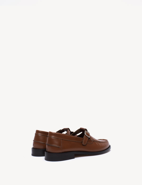 Dico Copenhagen Moccasin T-Bar Loafer In Hazelnut Polido Leather