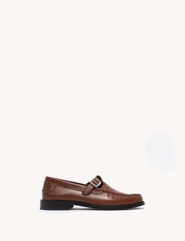 dico copenhagen Moccasin T-Bar Loafer In Hazelnut Polido Leather