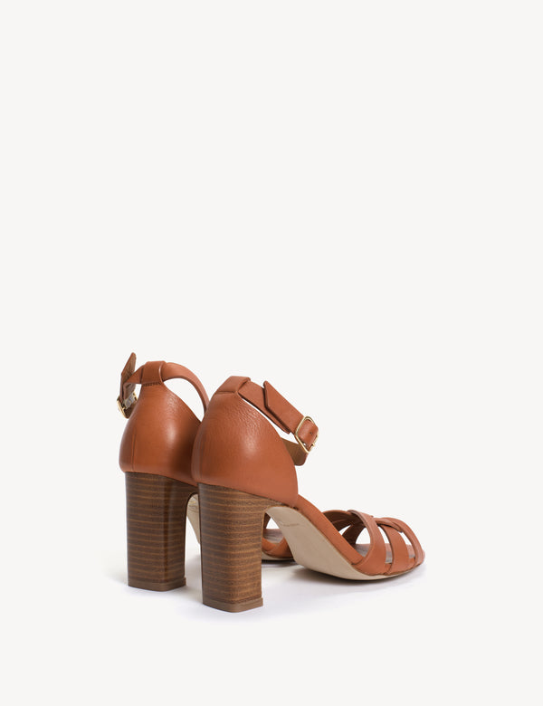 Dico Copenhagen Sasha High Sandal In Dark Tan Calfskin