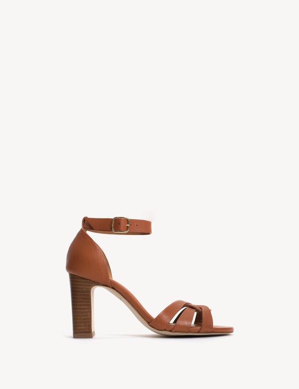 dico copenhagen Sasha High Sandal In Dark tan Calfskin