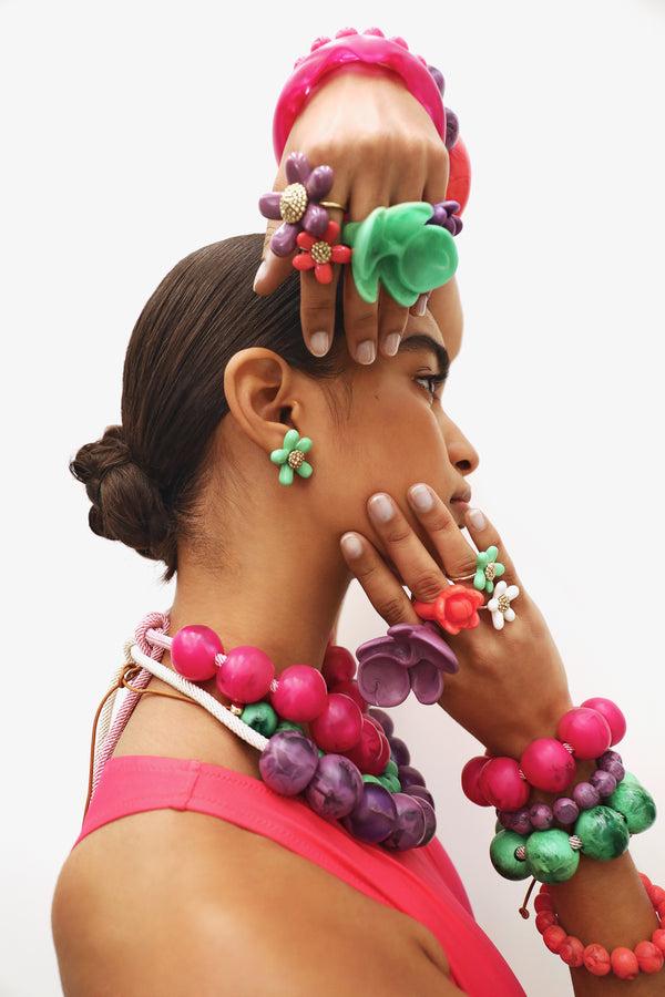 Dinosaur Designs Bold Ball Bracelet White Marble