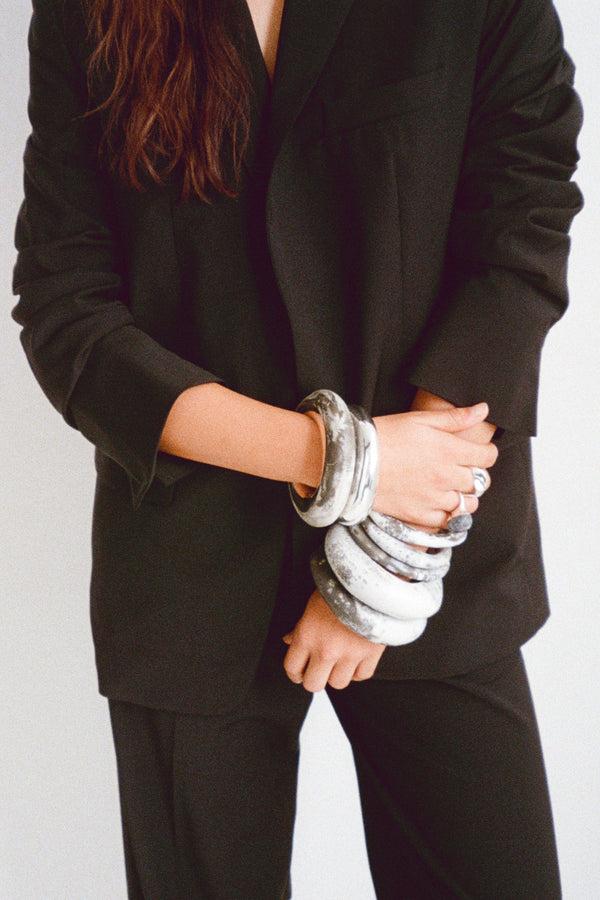 Dinosaur Designs Large Drift Duo Bangle Granite