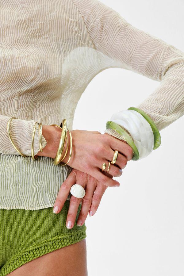 Dinosaur Designs Large Horn Ring Cream