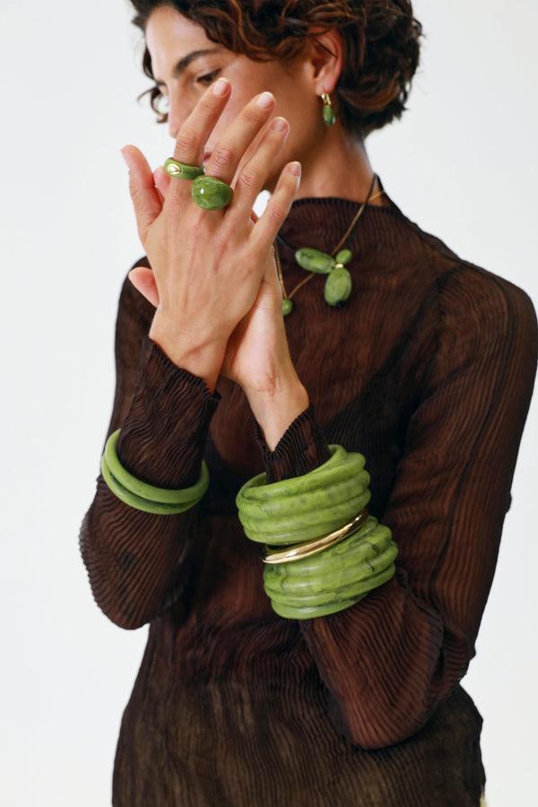 Dinosaur Designs Large Horn Ring Cream