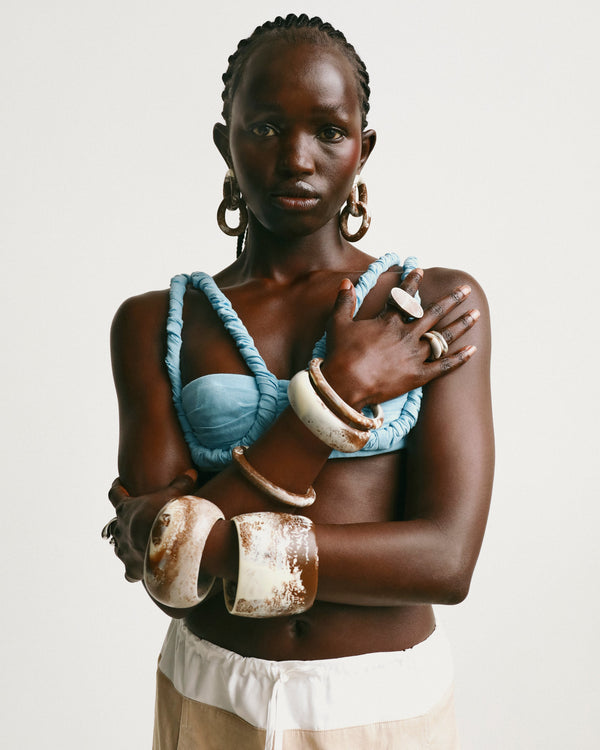 Dinosaur Designs Large Organic Oval Bangle Cream