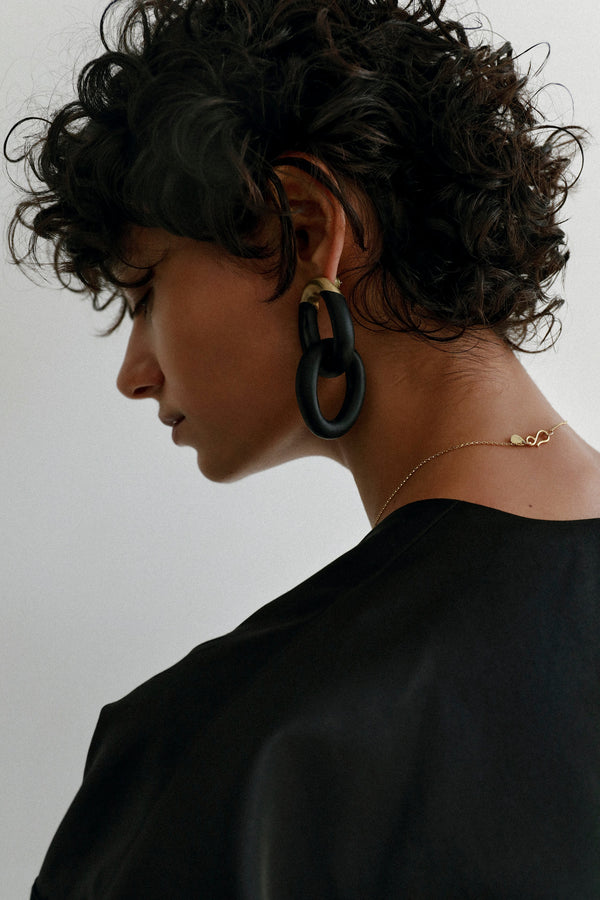 Dinosaur Designs Large Rock Chain Earrings Cream