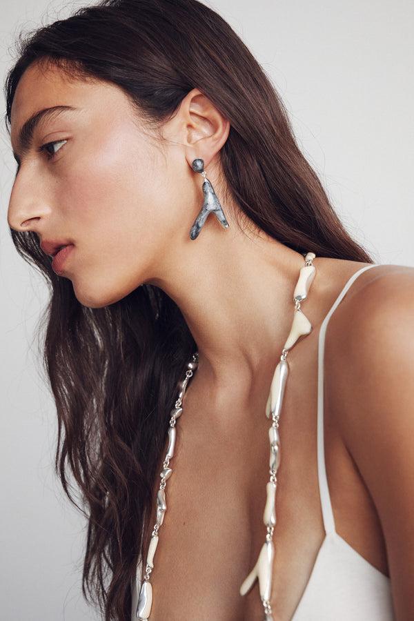 Dinosaur Designs Large Wishbone Earrings Slate