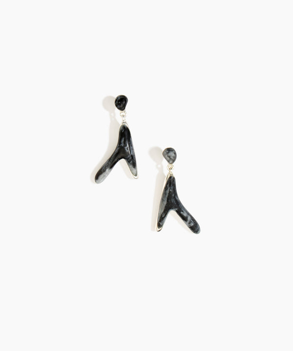 dinosaur designs Large Wishbone Earrings Slate