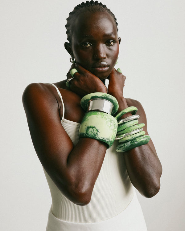 dinosaur designs Rock Wishbone Bangle Cream