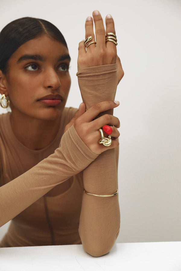 Dinosaur Designs Round Wave Ring Nano-Coated Brass