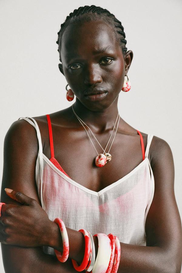 Dinosaur Designs Small Organic Oval Bangle Cream