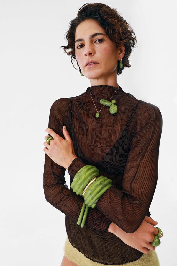 Dinosaur Designs Small River Rock Pendant Cream