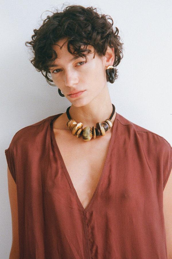 Dinosaur Designs Small Rock Chain Earrings Sky