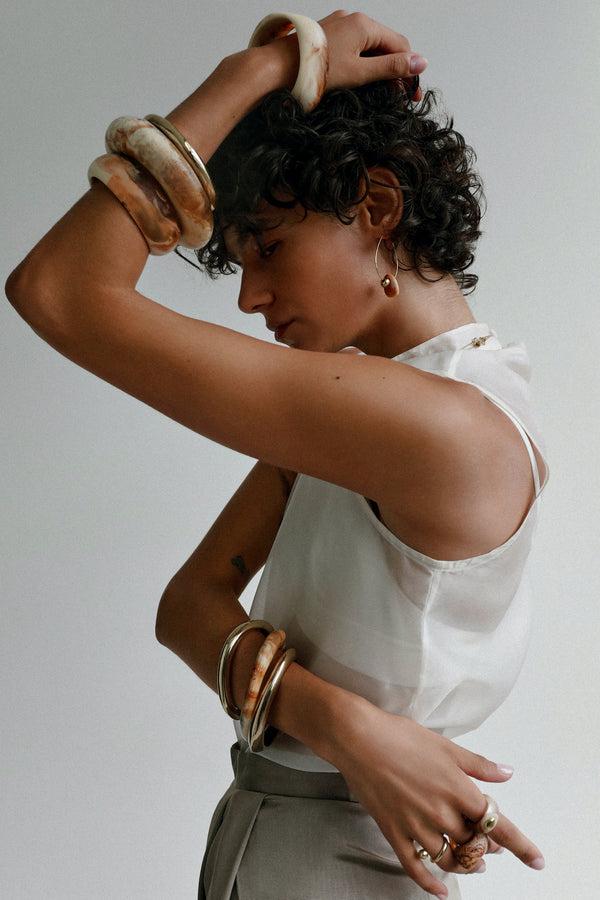 Dinosaur Designs Wishbone Bangle Nano-Coated Brass