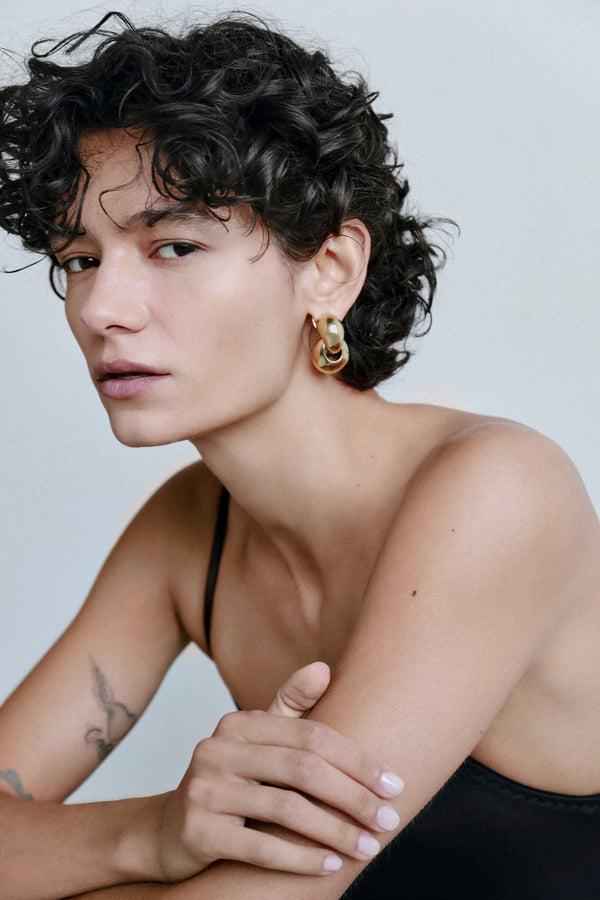 Dinosaur Designs Double-Linked Chifferi Hoop Earrings Nano-Coated Brass