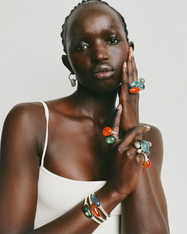 Dinosaur Designs Irregular Watercolor Ring Clear Strawberry