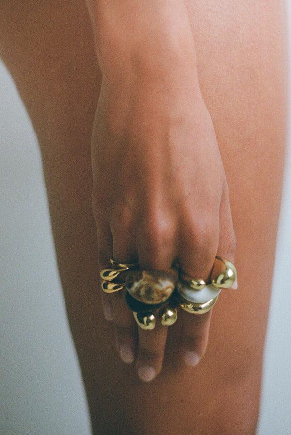 Dinosaur Designs Large Mungbean Ring Nano-Coated Brass