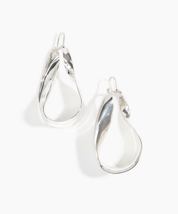 dinosaur designs Large Olive Leaf Earrings Silver-Plated Brass